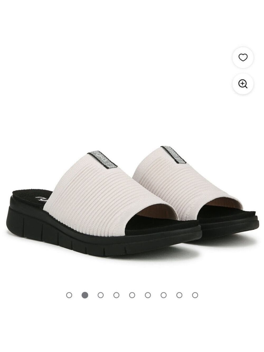 Ryka White Ribbed Epic Slide Sandals Women’s Size 12W Cushioned Comfort